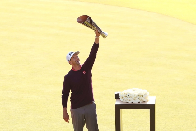 Adam Scott v Riviera Country Clubu ukončil takřka čtyřleté čekání na další vítězství na PGA Tour a připsal si 14. titul na zámořském okruhu v kariéře (foto: GettyImages)